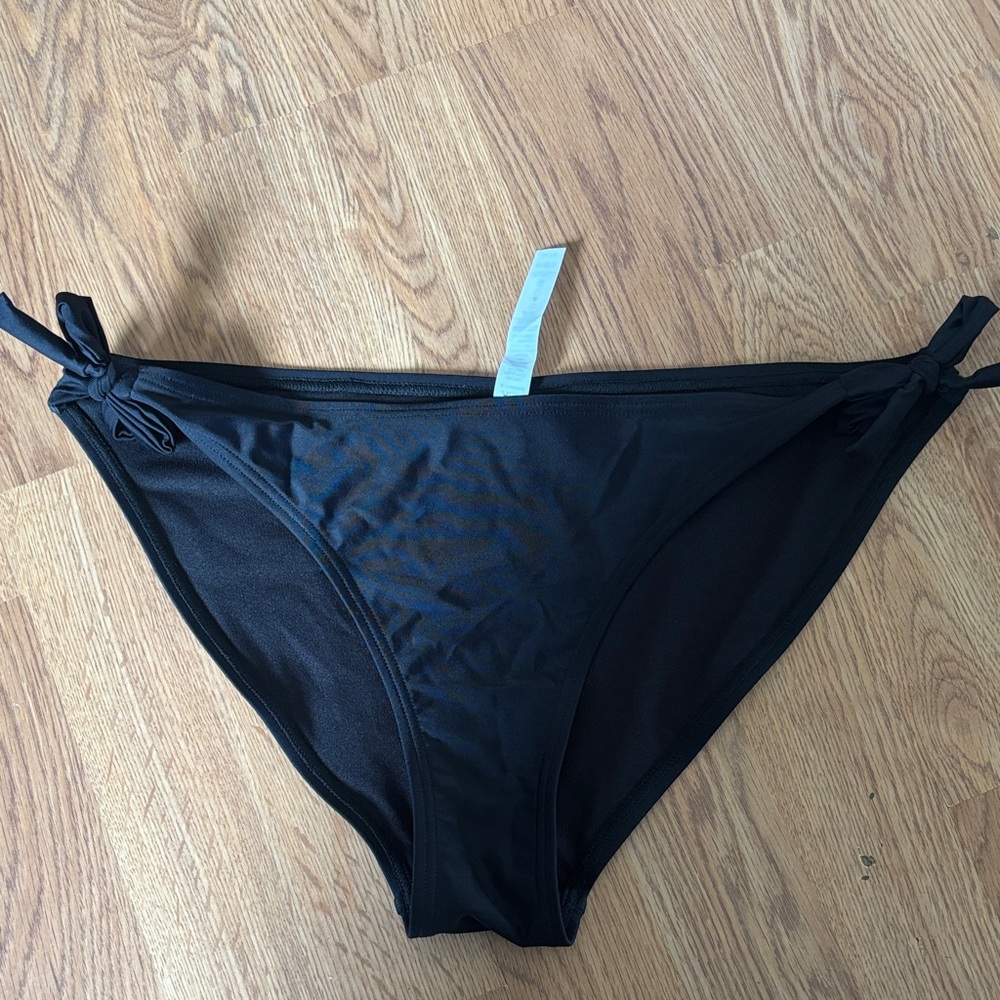 Women's Black Tie-Side Bikini Bottom